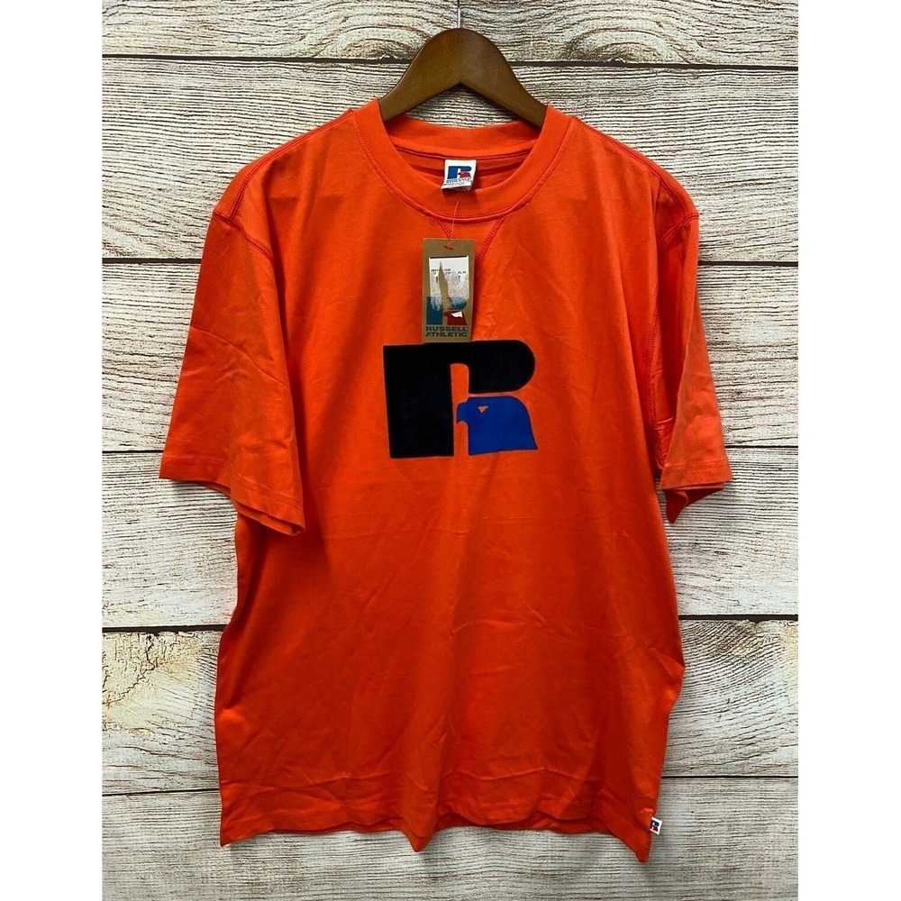 Russell Tee Shirt Mens Size XL Cherry Tomato Slim Fit Felt Logo T-Shirt‎ New